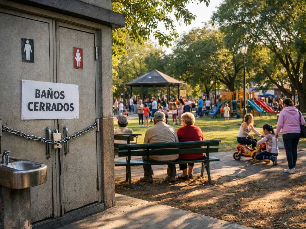 Vecinos de Villa del Parque reclaman la apertura de baños en Plaza Aristóbulo del Valle